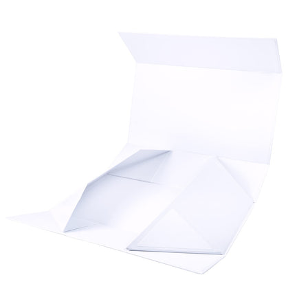 14" x 9" x 4.3" Collapsable Gift Box w/ Magnetic Square Flap Lid | White